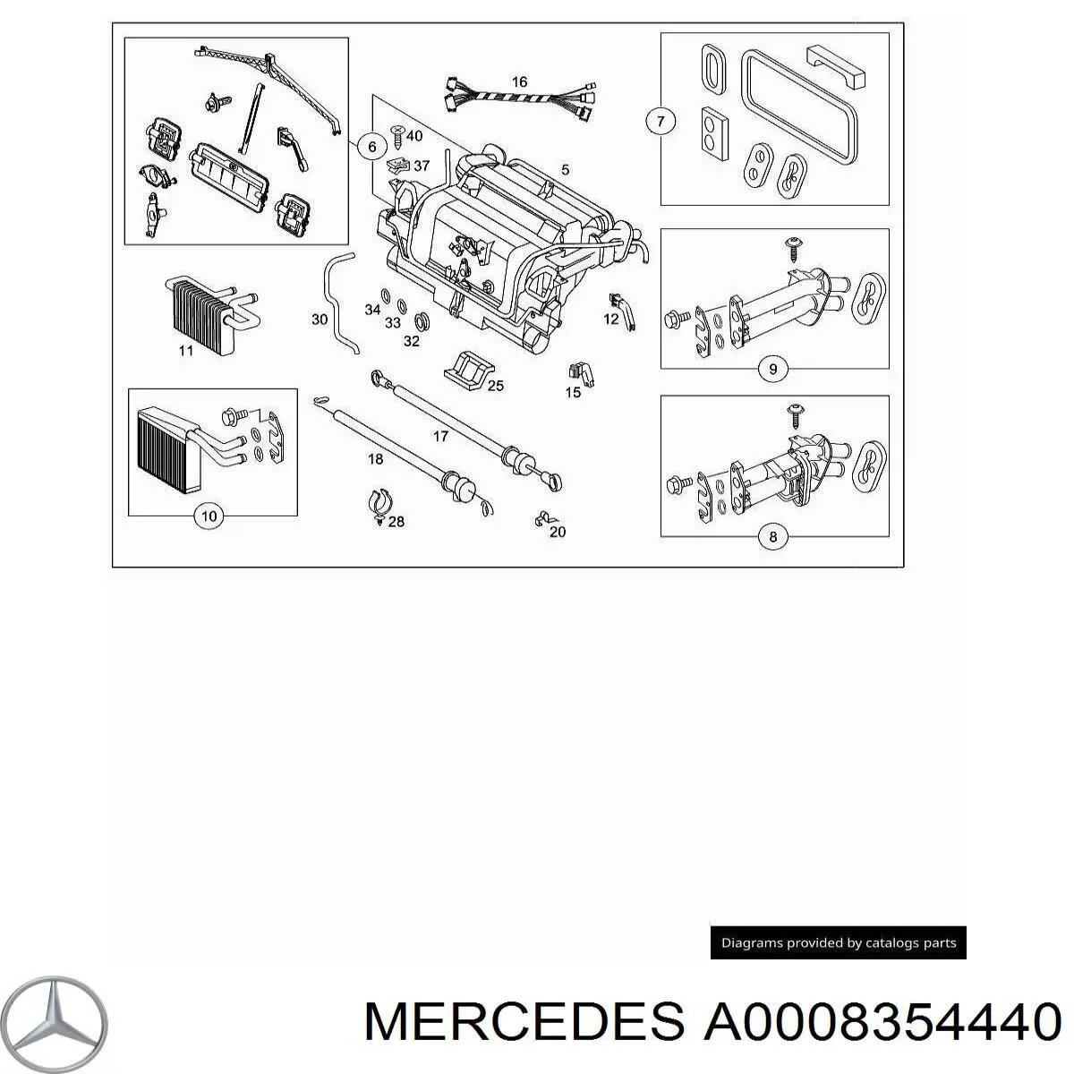 0008354440 Mercedes conjunto carcasa de ventilador de la estufa (calentador interno)