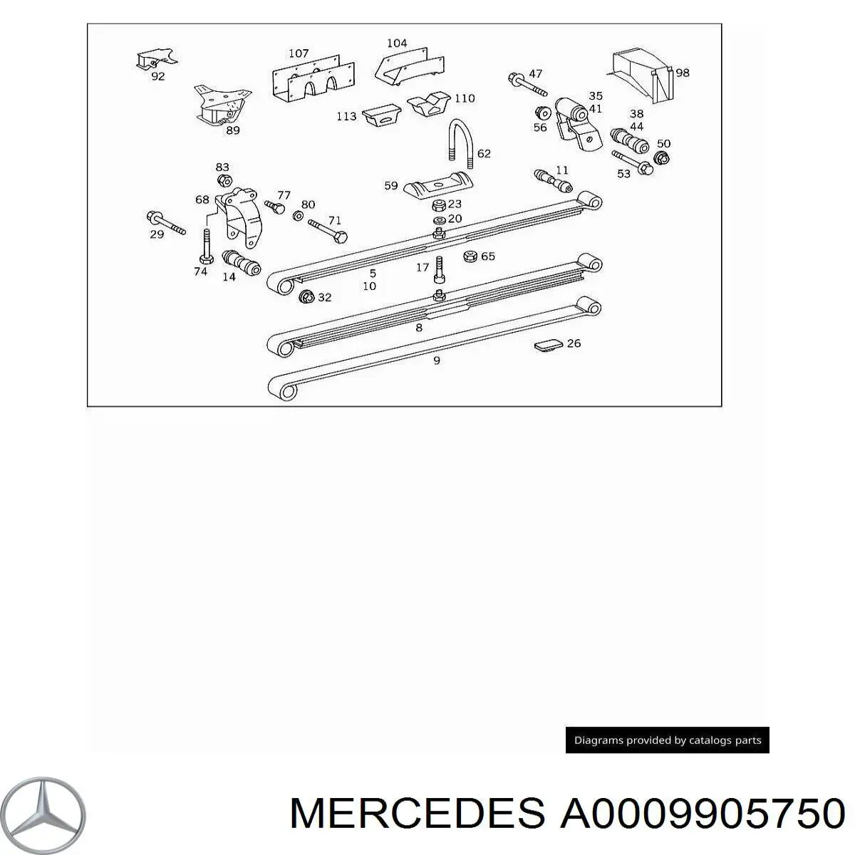 0009909750 Mercedes tuerca, vástago de amortiguador