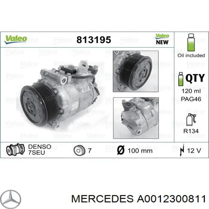 A0012300811 Mercedes compresor de aire acondicionado