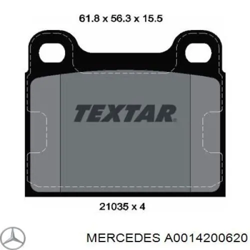 A0014200620 Mercedes pastillas de freno traseras