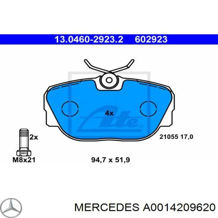 A0014209620 Mercedes pastillas de freno delanteras