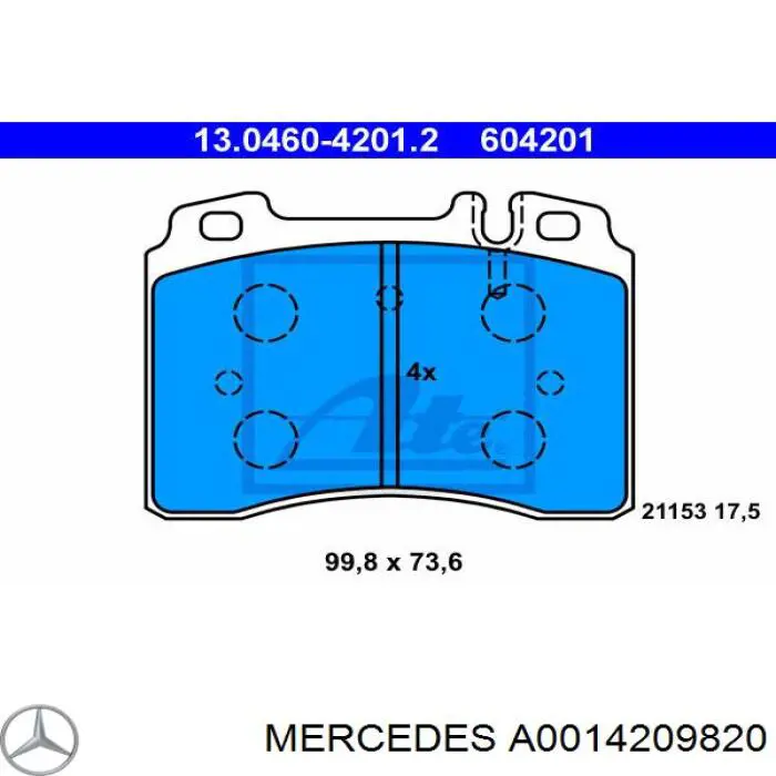 A0014209820 Mercedes pastillas de freno delanteras