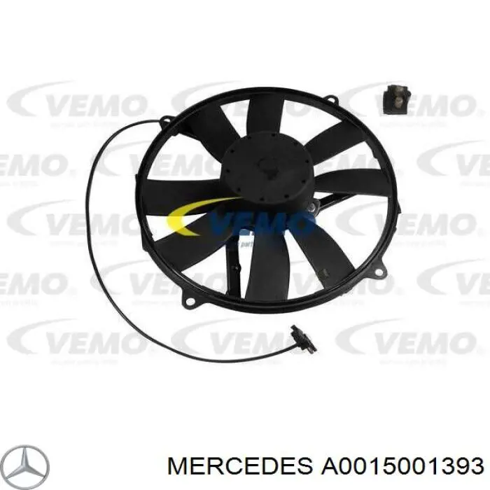 A0015001393 Mercedes ventilador (rodete +motor refrigeración del motor con electromotor completo)