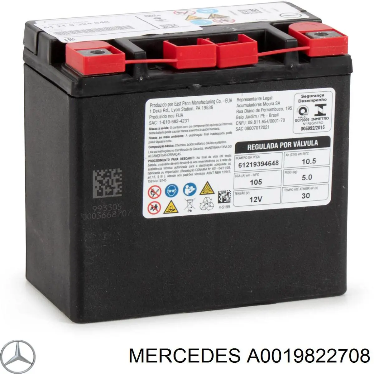 A0019822708 Mercedes batería de arranque