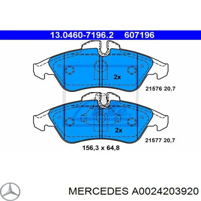 A0024203920 Mercedes pastillas de freno delanteras