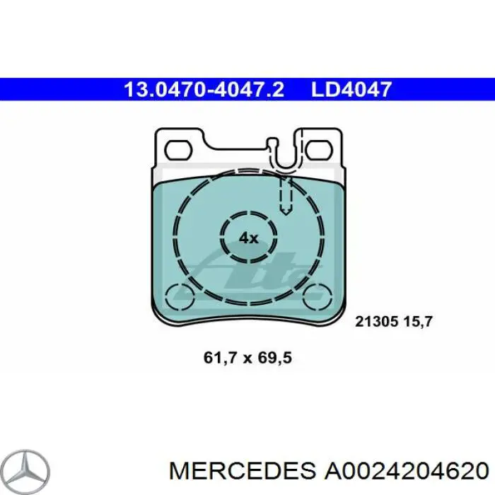 A0024204620 Mercedes pastillas de freno traseras