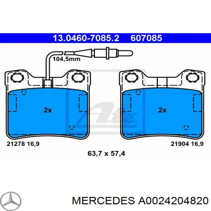 A0024204820 Mercedes pastillas de freno traseras