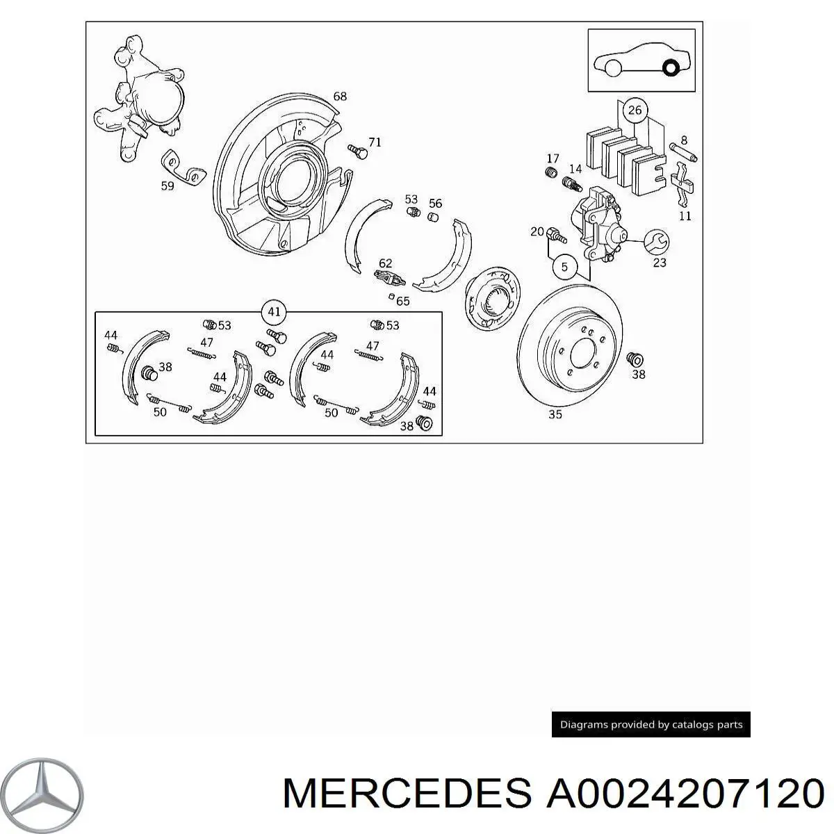 A0024207120 Mercedes pastillas de freno traseras