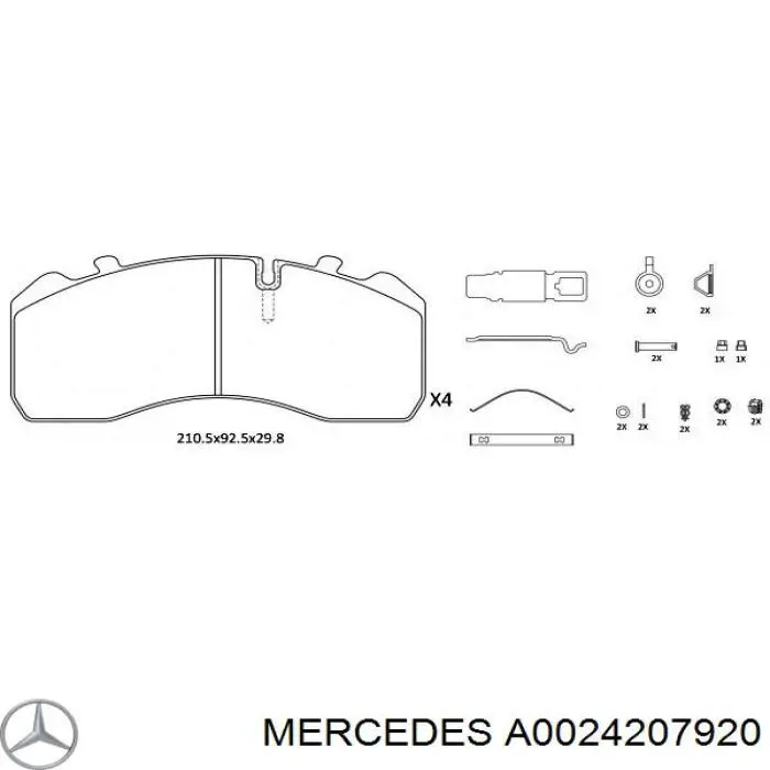 A0024207920 Mercedes pastillas de freno delanteras