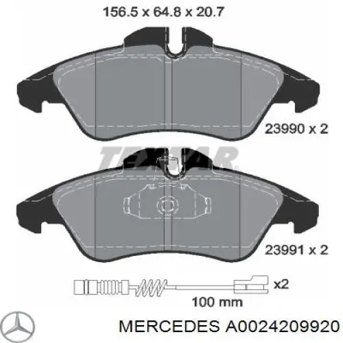 A0024209920 Mercedes pastillas de freno delanteras