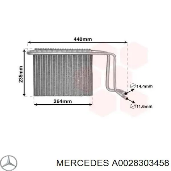 A0028303458 Mercedes evaporador, aire acondicionado