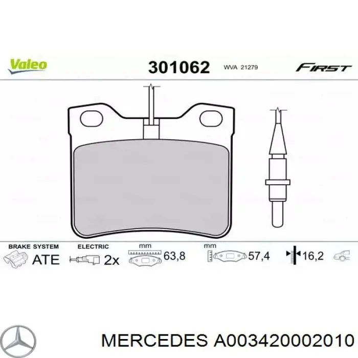 A003420002010 Mercedes pastillas de freno traseras