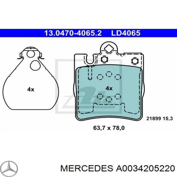 A0034205220 Mercedes pastillas de freno traseras