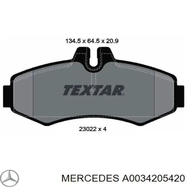 A0034205420 Mercedes pastillas de freno delanteras