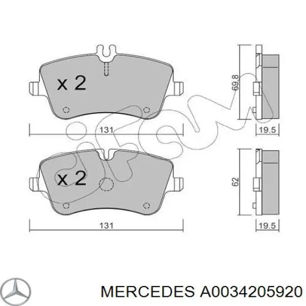 A0034205920 Mercedes pastillas de freno delanteras