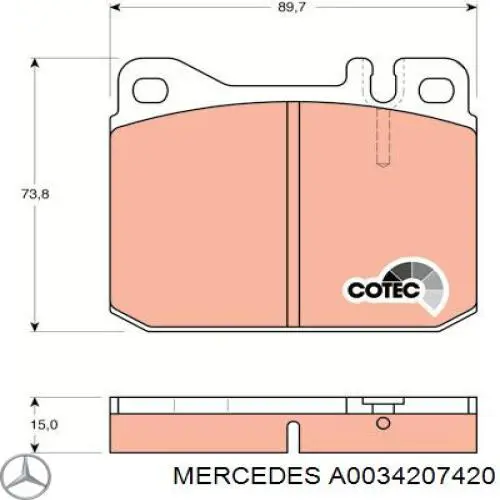 A0034207420 Mercedes pastillas de freno delanteras