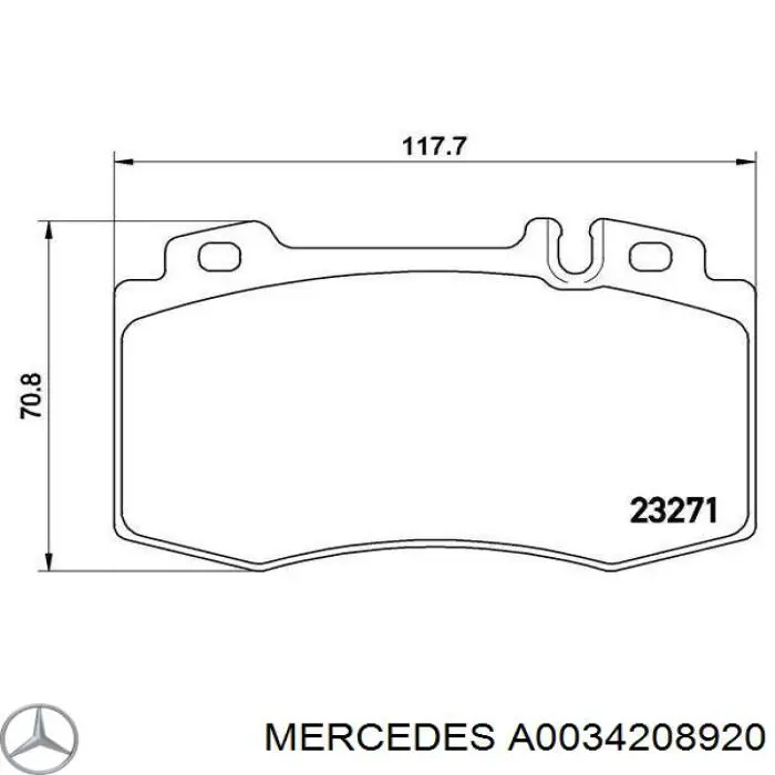 A0034208920 Mercedes pastillas de freno delanteras