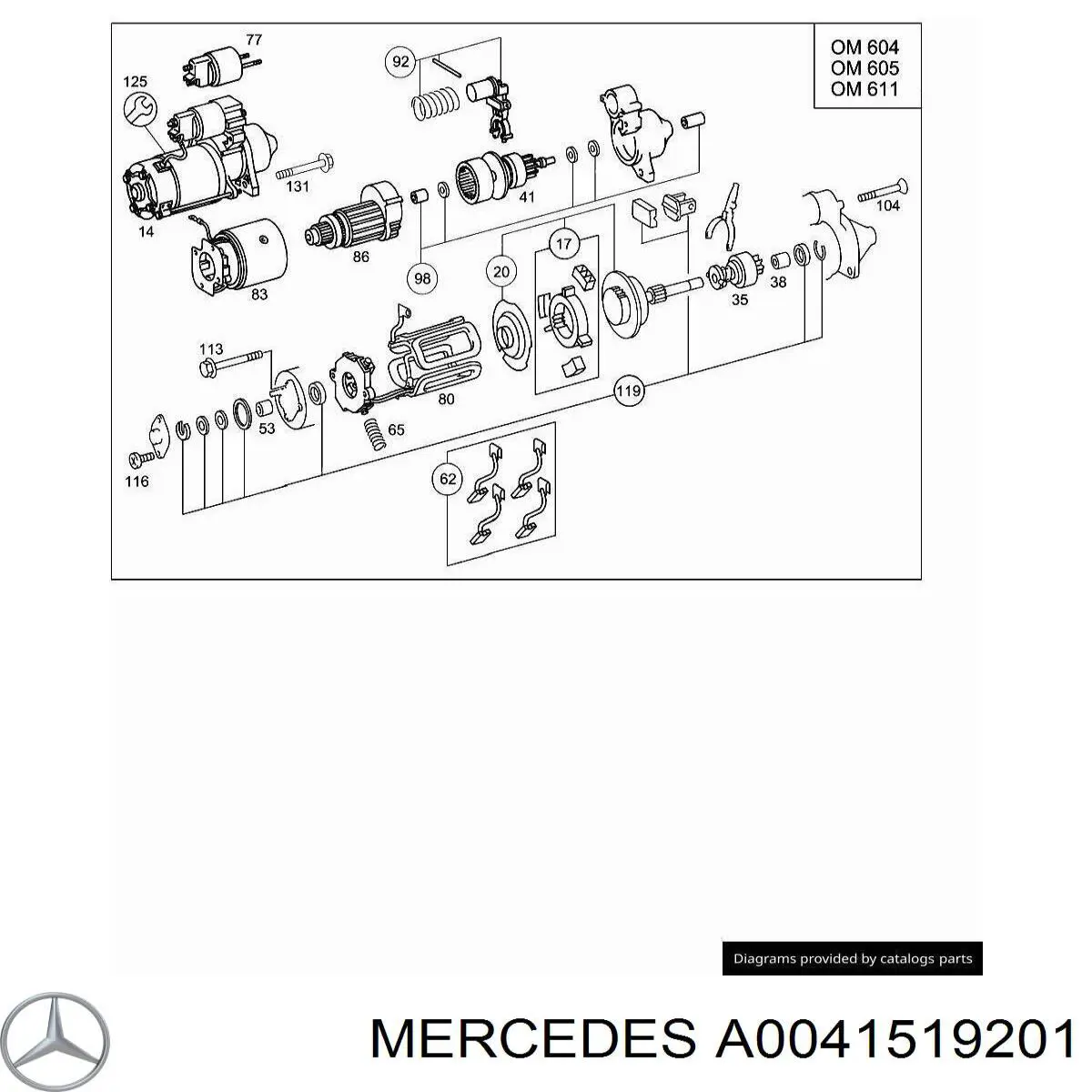 A0041519201 Mercedes motor de arranque