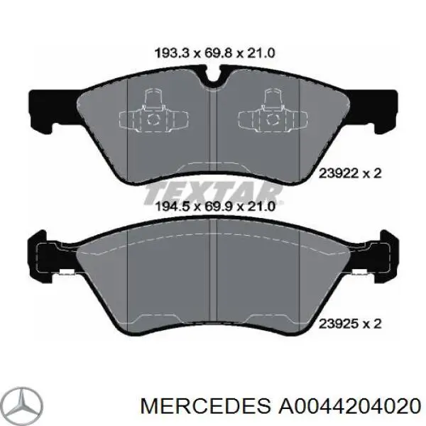 A0044204020 Mercedes pastillas de freno delanteras