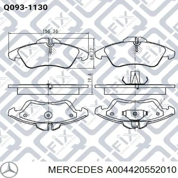 A004420552010 Mercedes pastillas de freno delanteras