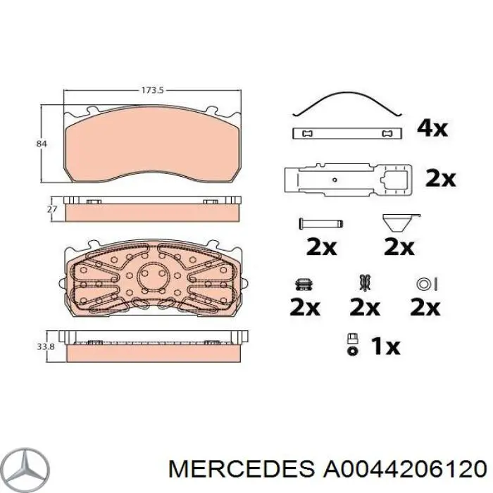 A0044206120 Mercedes pastillas de freno delanteras