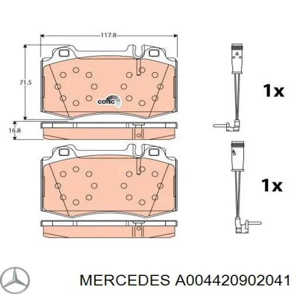 A004420902041 Mercedes pastillas de freno delanteras