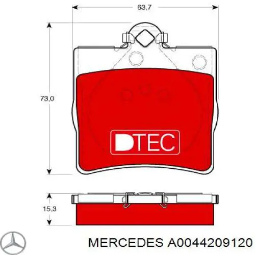 A0044209120 Mercedes pastillas de freno traseras