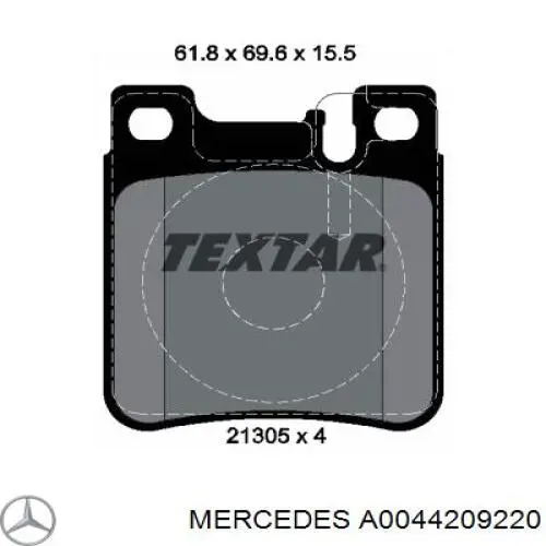 A0044209220 Mercedes pastillas de freno traseras