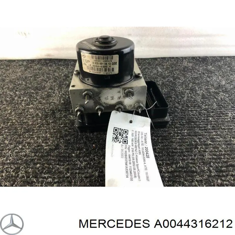 A0044316212 Mercedes módulo hidráulico abs