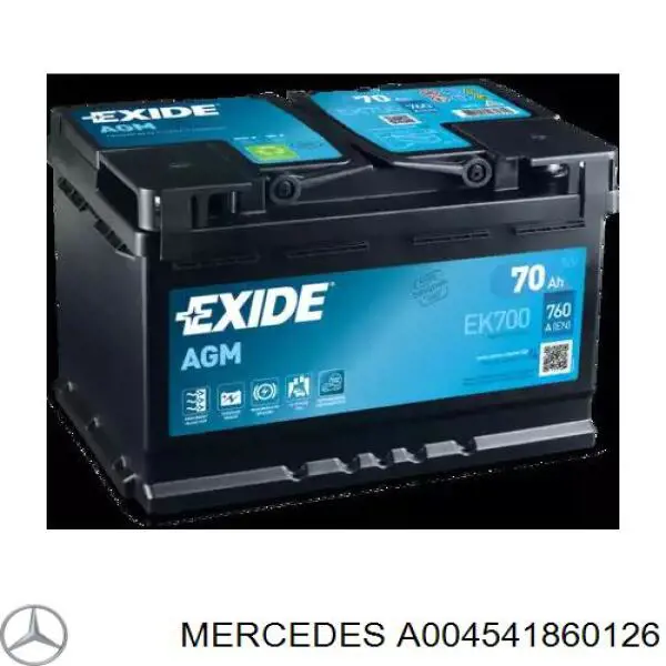 A004541860126 Mercedes batería de arranque