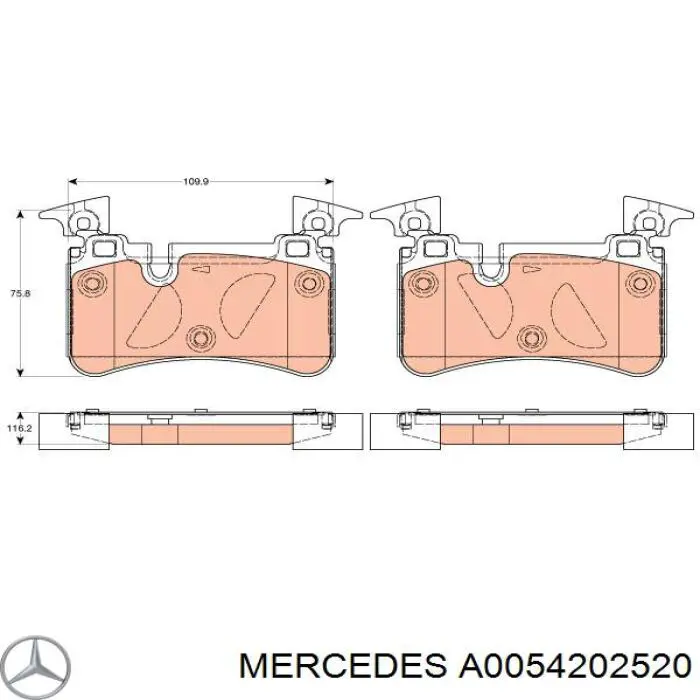 A0054202520 Mercedes pastillas de freno traseras