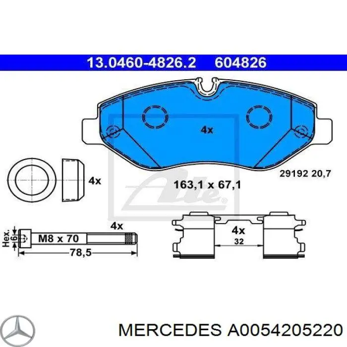 A0054205220 Mercedes pastillas de freno delanteras