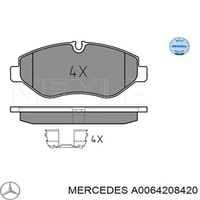 A0064208420 Mercedes pastillas de freno delanteras