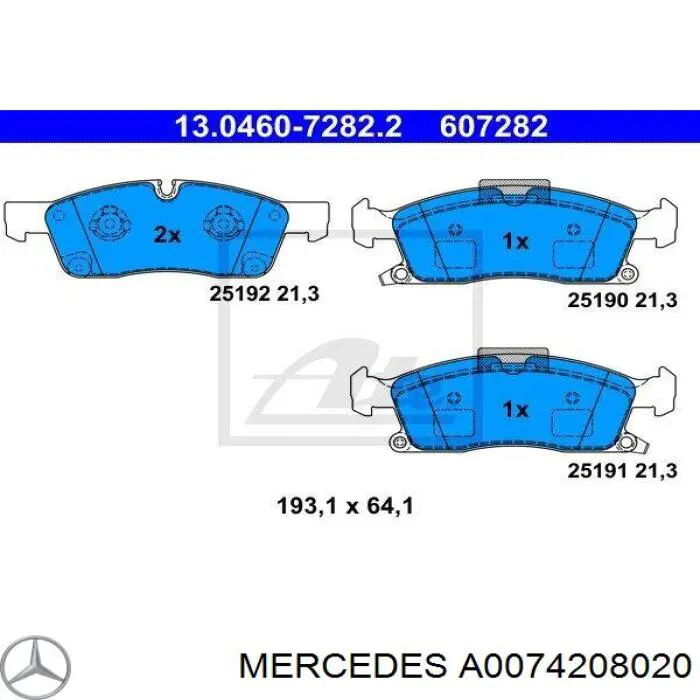 A0074208020 Mercedes pastillas de freno delanteras