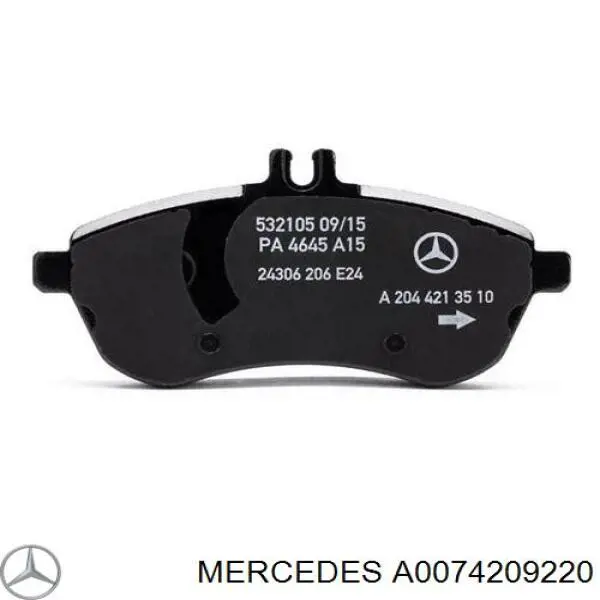 A0074209220 Mercedes pastillas de freno delanteras