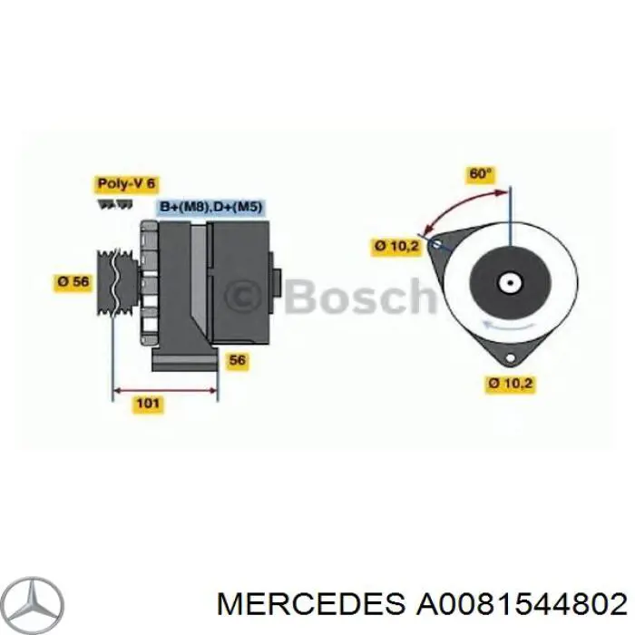 A0081544802 Mercedes alternador