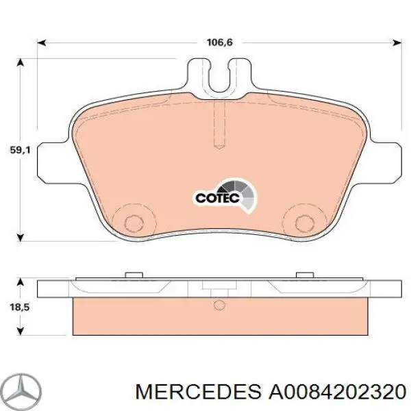 A0084202320 Mercedes pastillas de freno traseras