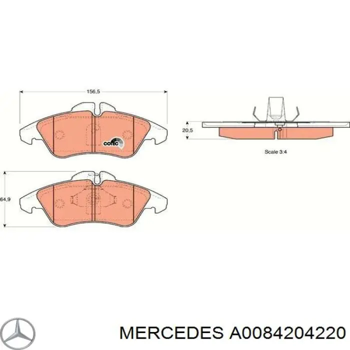 A0084204220 Mercedes pastillas de freno delanteras