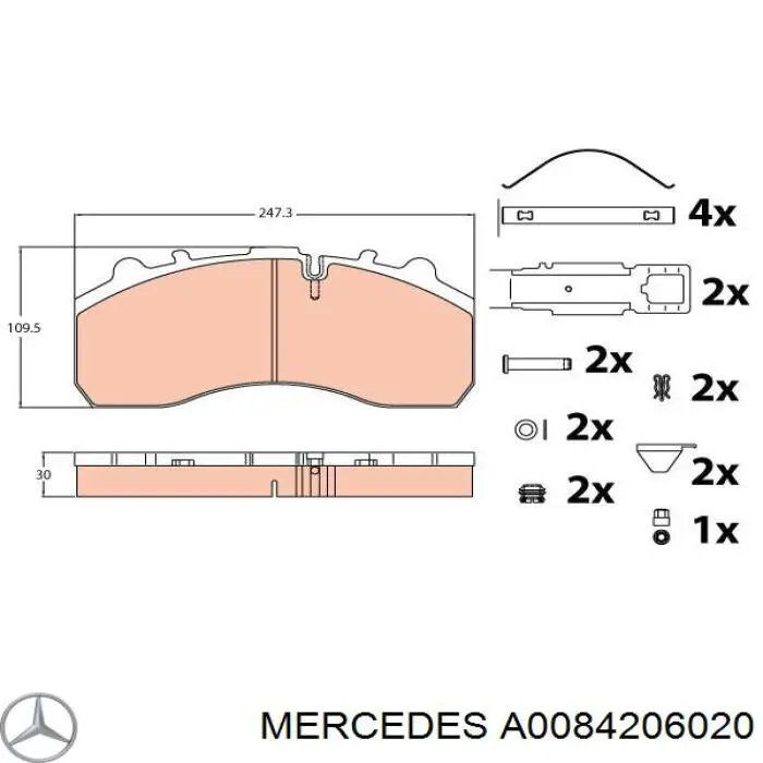 A0084206020 Mercedes pastillas de freno delanteras