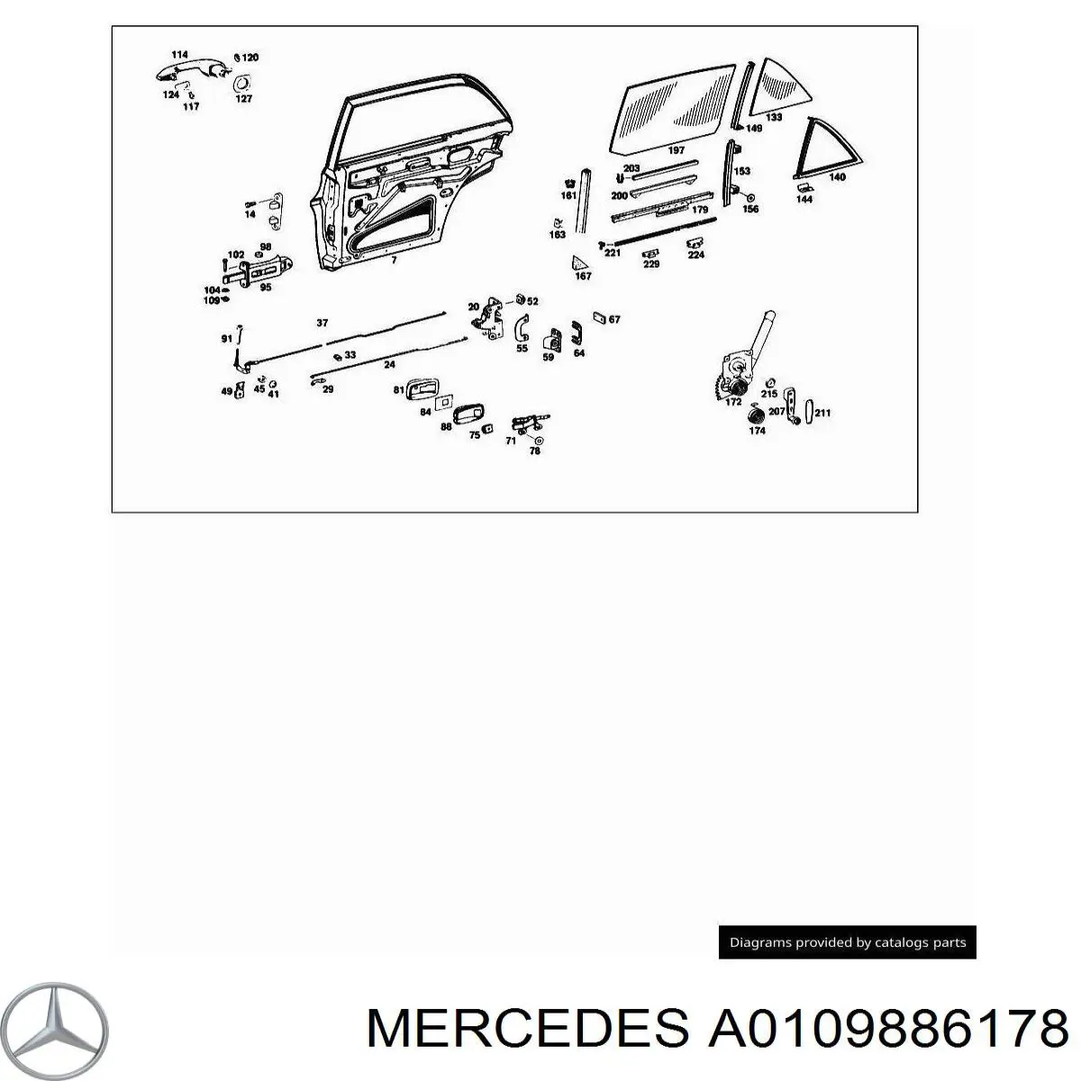 A0109886178 Mercedes clip, tubuladura de sujeción, alféizar de la puerta