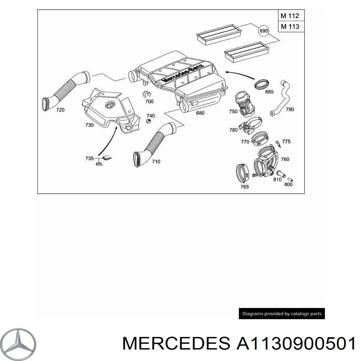 1130900501 Mercedes casco de filtro de aire