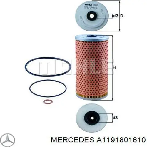 1191801610 Mercedes caja, filtro de aceite