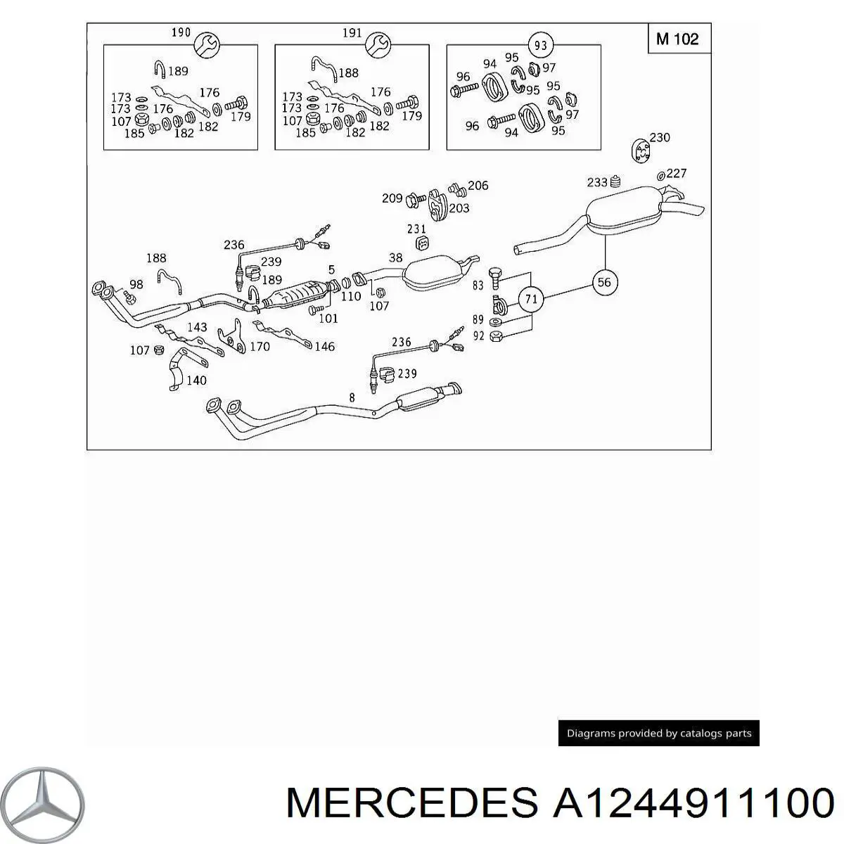  Silenciador posterior para Mercedes E S124