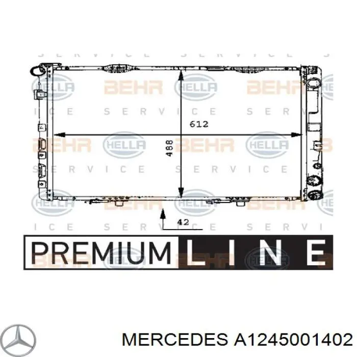 A1245001402 Mercedes radiador refrigeración del motor