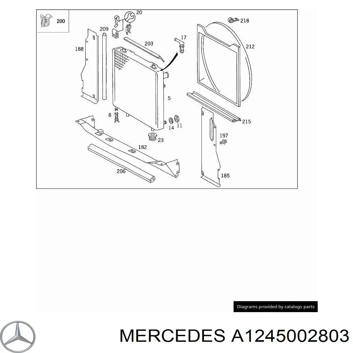 A1245002803 Mercedes radiador refrigeración del motor