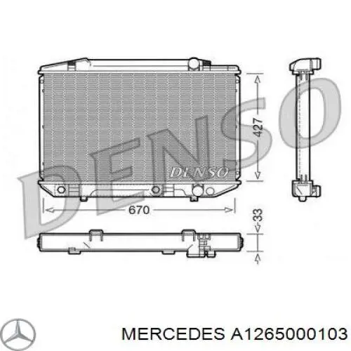 A1265000103 Mercedes radiador refrigeración del motor