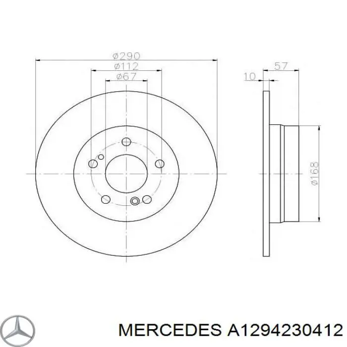 A1294230412 Mercedes freno de disco delantero