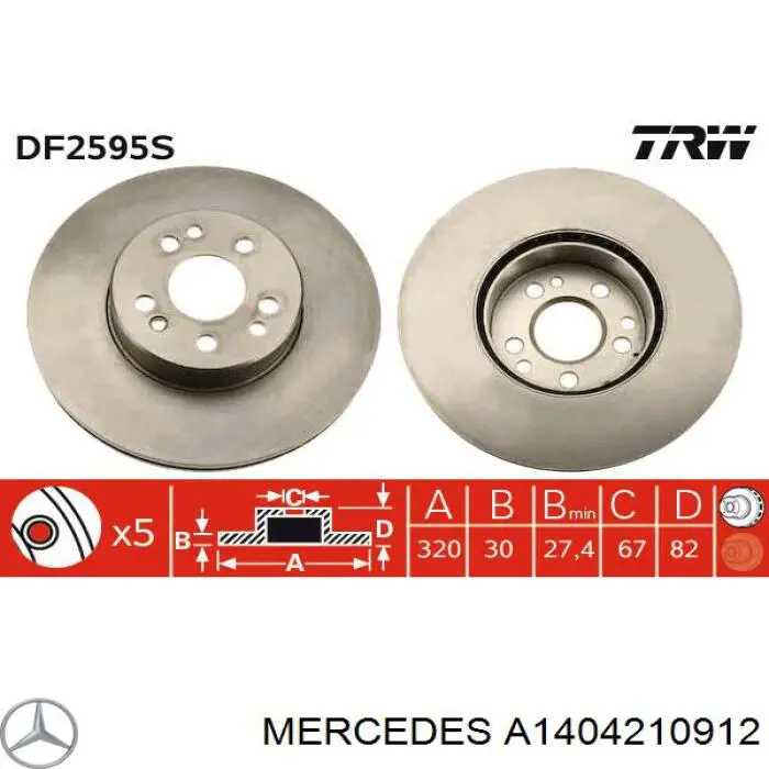 A1404210912 Mercedes freno de disco delantero