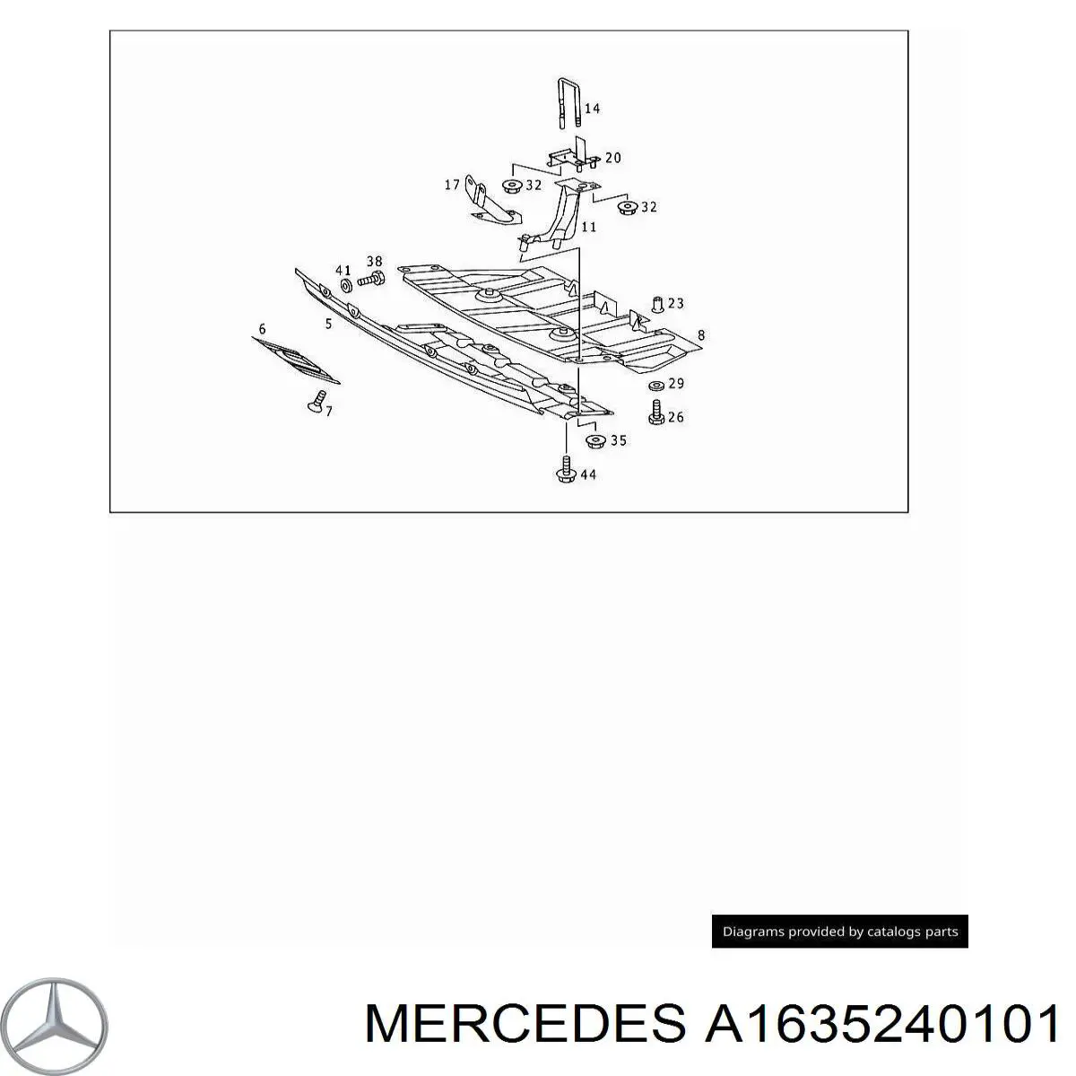 A1635240101 Mercedes protección motor /empotramiento