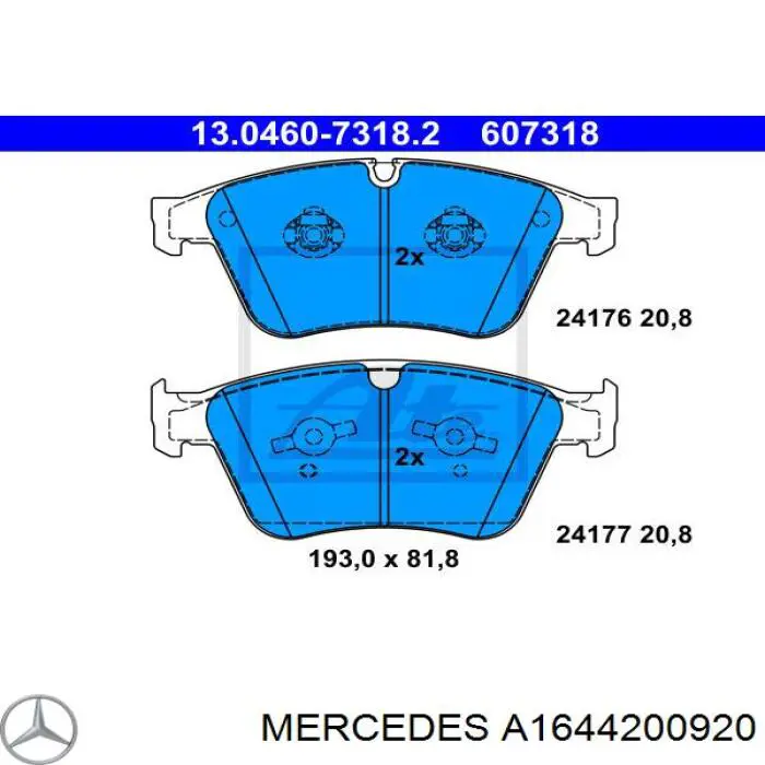 A1644200920 Mercedes pastillas de freno delanteras